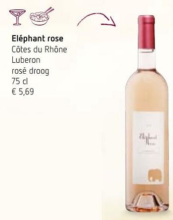 Promotions Elephant rose cotes du rhone luberon - Vins rosé - Valide de 02/08/2018 à 15/08/2018 chez Spar (Colruytgroup)