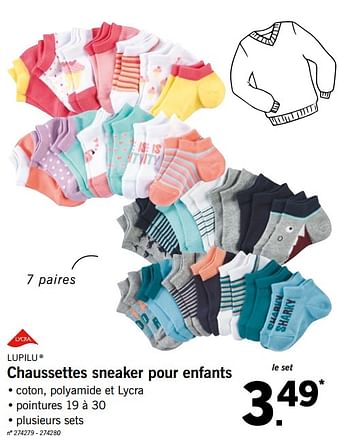 Promotions Chaussettes sneaker pour enfants - Lupilu - Valide de 02/08/2018 à 25/08/2018 chez Lidl