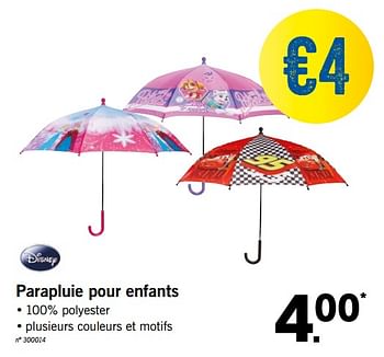 Promotions Parapluie pour enfants - Disney - Valide de 02/08/2018 à 25/08/2018 chez Lidl