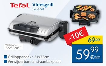 Promoties Tefal vleesgrill gc2050 - Tefal - Geldig van 01/08/2018 tot 29/08/2018 bij Eldi