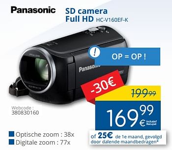 Promoties Panasonic full hd memory camera hc-v160ef-k - Panasonic - Geldig van 01/08/2018 tot 29/08/2018 bij Eldi