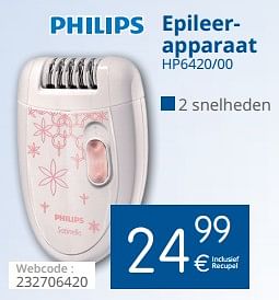 Promoties Philips epileerapparaat hp6420-00 - Philips - Geldig van 01/08/2018 tot 29/08/2018 bij Eldi