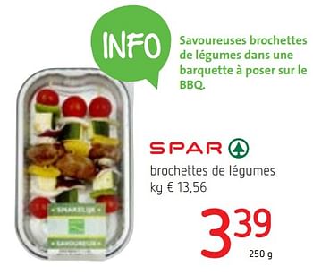 Promotions Brochettes de légumes - Produit Maison - Spar Retail - Valide de 02/08/2018 à 15/08/2018 chez Spar (Colruytgroup)