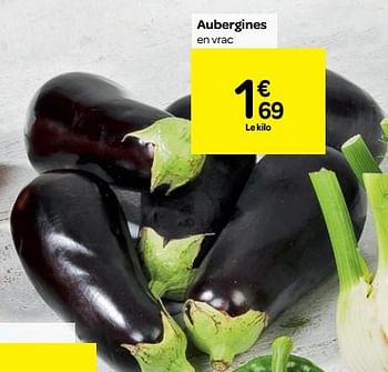 Promotions Aubergines - Produit maison - Carrefour  - Valide de 01/08/2018 à 06/09/2018 chez Carrefour