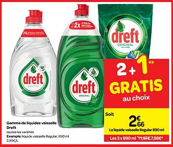Promotions Gamme de liquides vaisselle dreft - Dreft - Valide de 01/08/2018 à 13/09/2018 chez Carrefour
