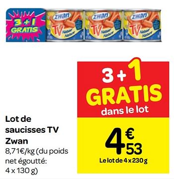 Promotions Lot de saucisses tv zwan - Zwan - Valide de 01/08/2018 à 13/09/2018 chez Carrefour