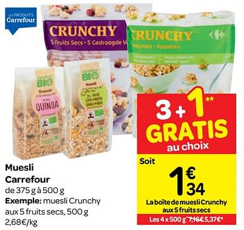 Promoties Muesli carrefour - Huismerk - Carrefour  - Geldig van 01/08/2018 tot 13/09/2018 bij Carrefour