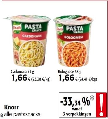 Promoties Knorr alle pastasnacks - Knorr - Geldig van 01/08/2018 tot 15/08/2018 bij Colruyt