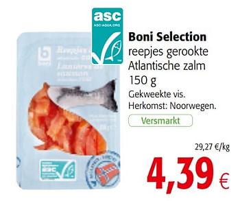 Promoties Boni selection reepjes gerookte atlantische zalm - Boni - Geldig van 01/08/2018 tot 15/08/2018 bij Colruyt