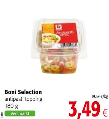 Promoties Boni selection antipasti topping - Boni - Geldig van 01/08/2018 tot 15/08/2018 bij Colruyt