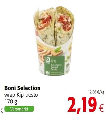 Promoties Boni selection wrap kip-pesto - Boni - Geldig van 01/08/2018 tot 15/08/2018 bij Colruyt