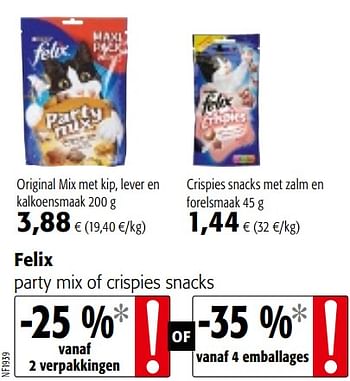 Promoties Felix party mix of crispies snacks - Felix - Geldig van 01/08/2018 tot 15/08/2018 bij Colruyt