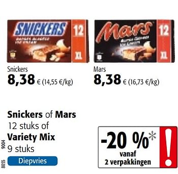 Promoties Snickers of mars of variety mix - Huismerk - Colruyt - Geldig van 01/08/2018 tot 15/08/2018 bij Colruyt