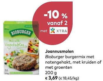 Promoties Bioburger burgermix met notengehakt, met kruiden of met groenten - Joannusmolen - Geldig van 01/08/2018 tot 04/09/2018 bij Bioplanet