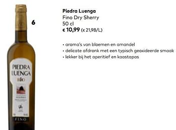 Promoties Fino dry sherry - Piedra Luenga - Geldig van 01/08/2018 tot 04/09/2018 bij Bioplanet
