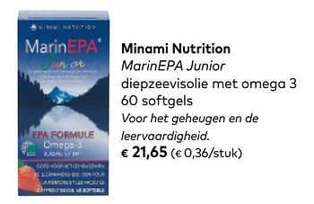 Promoties Marinepa junior diepzeevisolie met omega 3 - Minami Nutrition - Geldig van 01/08/2018 tot 04/09/2018 bij Bioplanet