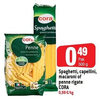 Promoties Spaghetti, capellini, macaroni of penne rigate cora - Huismerk - Smatch - Geldig van 08/08/2018 tot 14/08/2018 bij Smatch