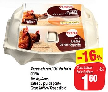 Promotions Verse eieren - oeufs frais cora - Produit maison - Match - Valide de 08/08/2018 à 14/08/2018 chez Match