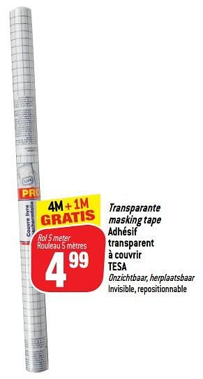 Promoties Transparante masking tape adhésif transparent à couvrir tesa - Tesa - Geldig van 08/08/2018 tot 14/08/2018 bij Match
