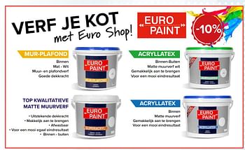 Promoties -10% euro paint - Huismerk - Euroshop - Geldig van 10/08/2018 tot 02/09/2018 bij Euro Shop