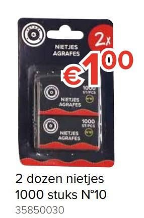 Promoties 2 dozen nietjes 1000 stuks n°10 - Star - Geldig van 10/08/2018 tot 02/09/2018 bij Euro Shop