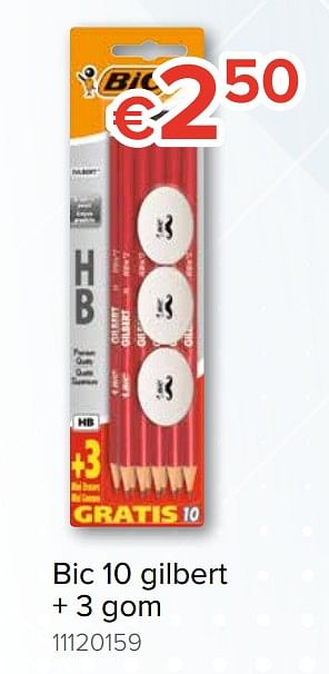 Promoties Bic 10 gilbert + 3 gom - BIC - Geldig van 10/08/2018 tot 02/09/2018 bij Euro Shop