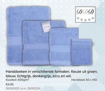 Promoties Handdoek 50 x 100 - DDD - Geldig van 10/08/2018 tot 02/09/2018 bij Euro Shop
