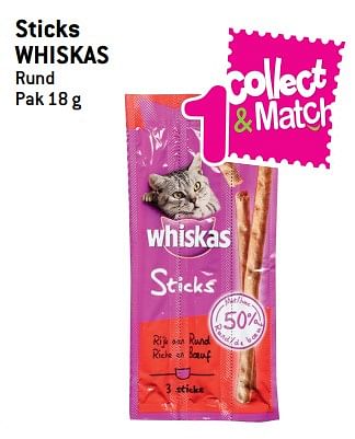 Promoties Sticks whiskas - Whiskas - Geldig van 08/08/2018 tot 21/08/2018 bij Match
