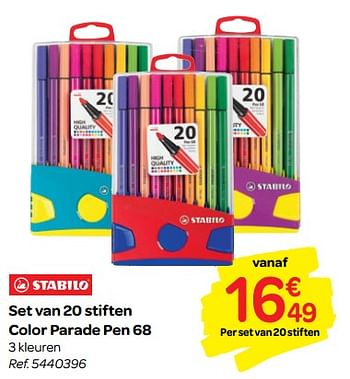 Promoties Set van 20 stiften color parade pen 68 - Stabilo - Geldig van 01/08/2018 tot 09/09/2018 bij Carrefour