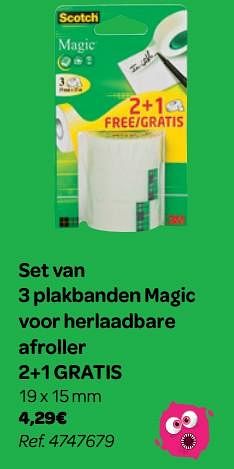 Promoties Set van 3 plakbanden magic voor herlaadbare afroller 2+1 gratis - Scotch - Geldig van 01/08/2018 tot 09/09/2018 bij Carrefour