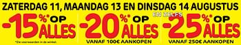 Promoties -20% op alles vanaf 100€ aankopen - Huismerk - BricoPlanit - Geldig van 11/08/2018 tot 14/08/2018 bij BricoPlanit