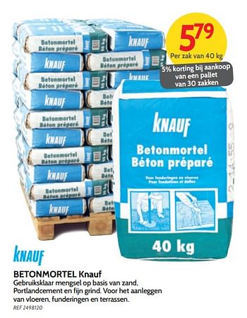 Promoties Betonmortel knauf - Knauf - Geldig van 08/08/2018 tot 03/09/2018 bij BricoPlanit