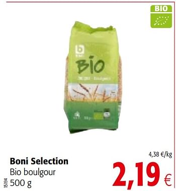 Promoties Boni selection bio boulgour - Boni - Geldig van 01/08/2018 tot 15/08/2018 bij Colruyt