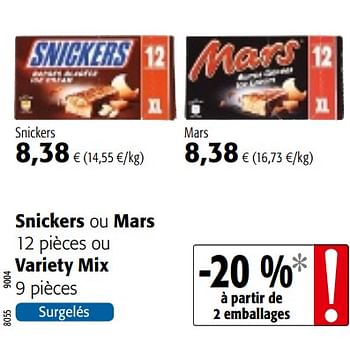 Promotions Snickers ou mars ou variety mix - Produit maison - Colruyt - Valide de 01/08/2018 à 15/08/2018 chez Colruyt