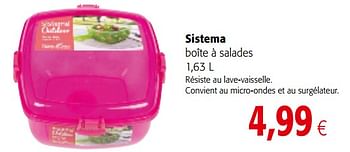 Promotions Sistema boîte à salades - Sistema - Valide de 01/08/2018 à 15/08/2018 chez Colruyt