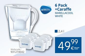 Promoties 6 pack +caraffe marellacool white - Brita - Geldig van 01/08/2018 tot 29/08/2018 bij Eldi