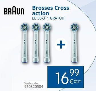 Promotions Braun brosses cross action eb 50-3+1 gratuit - Braun - Valide de 01/08/2018 à 29/08/2018 chez Eldi