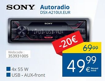 Promotions Sony autoradio dsx-a210ui.eur - Sony - Valide de 01/08/2018 à 29/08/2018 chez Eldi