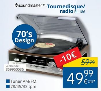 Promotions Soundmaster tournedisque- radio pl 186 - soundmaster - Valide de 01/08/2018 à 29/08/2018 chez Eldi