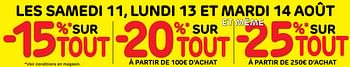 Promotions -20% sur tout à partir de 100€ d`achat - Produit maison - BricoPlanit - Valide de 11/08/2018 à 14/08/2018 chez BricoPlanit