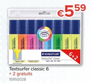 Promotions Textsurfer classic 6 - Staedtler - Valide de 09/08/2018 à 09/09/2018 chez Euro Shop