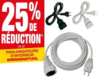 Promotions 25% de réduction sur les prolongateurs d`interieur brennenstuhl - Brennenstuhl - Valide de 08/08/2018 à 20/08/2018 chez Brico