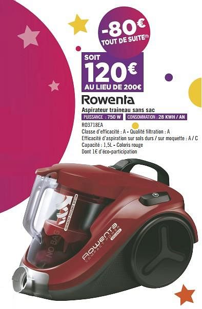 Rowenta Rowenta aspirateur traineau sans sac En promotion chez