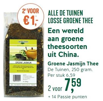 Promoties Groene jasmijn thee de tuinen - De Tuinen - Geldig van 30/07/2018 tot 26/08/2018 bij Holland & Barret