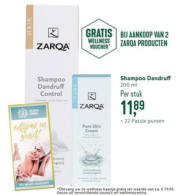 Promoties Shampoo dandruff - Zarqa - Geldig van 30/07/2018 tot 26/08/2018 bij Holland & Barret