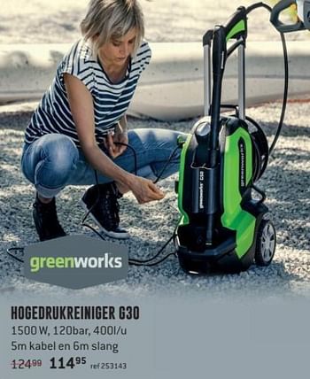 Promoties Greenworks hogedrukreiniger g30 - Greenworks - Geldig van 30/07/2018 tot 26/08/2018 bij Freetime