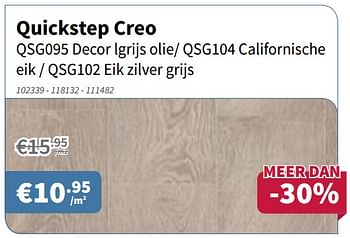 Promotions Quickstep creo - QuickStep - Valide de 02/08/2018 à 15/08/2018 chez Cevo Market
