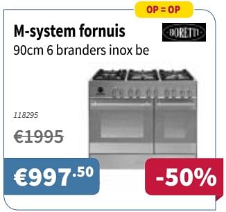 Promoties M-system fornuis 6 branders inox be - M-System - Geldig van 02/08/2018 tot 15/08/2018 bij Cevo Market