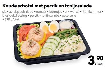 Promoties Koude schotel met perzik en tonijnsalade - Huismerk - Buurtslagers - Geldig van 03/08/2018 tot 16/08/2018 bij Buurtslagers