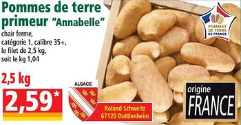 Promotions Pommes de terre primeur annabelle - Produit Maison - Norma - Valide de 08/08/2018 à 14/08/2018 chez Norma